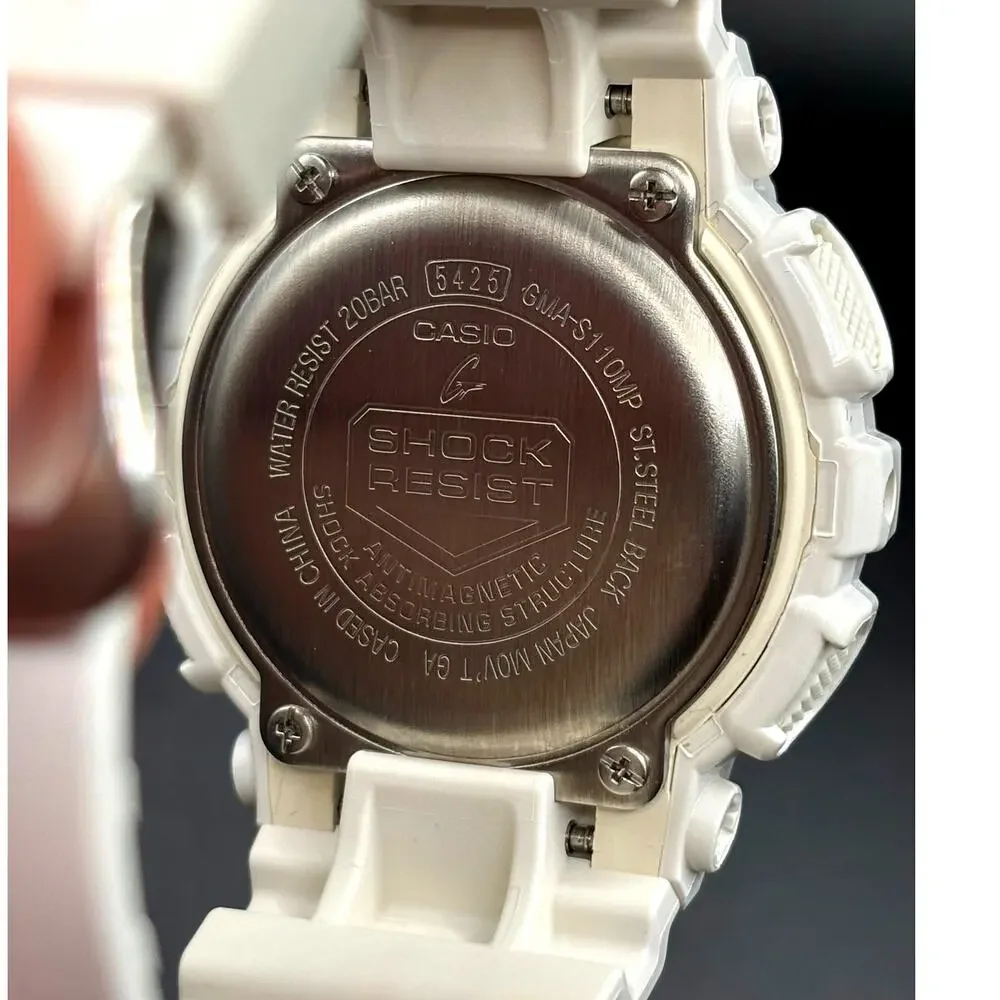 Casio G-Shock GMA-S110MP-7A S-Series White Pink Analog Digital Watch